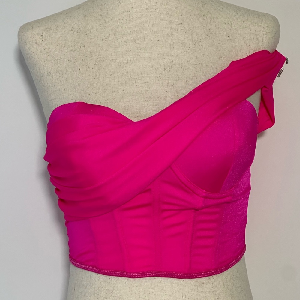 Hot Pink Off-Shoulder Bustier Top